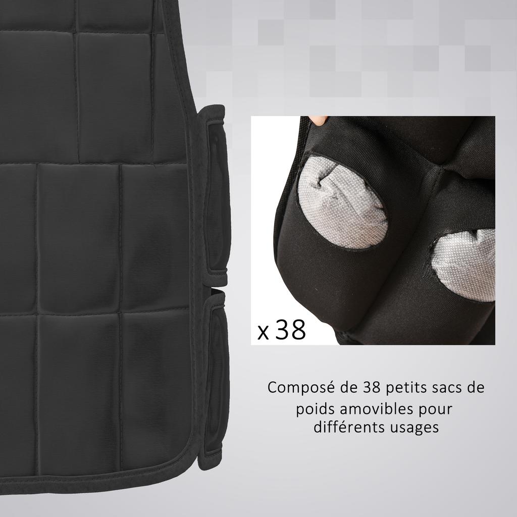 Adjustable Weighted Vest - .fr x FFHandball - Weighted Vest 20 kg Max. Removable Weights Training Bodybuilding Exercise