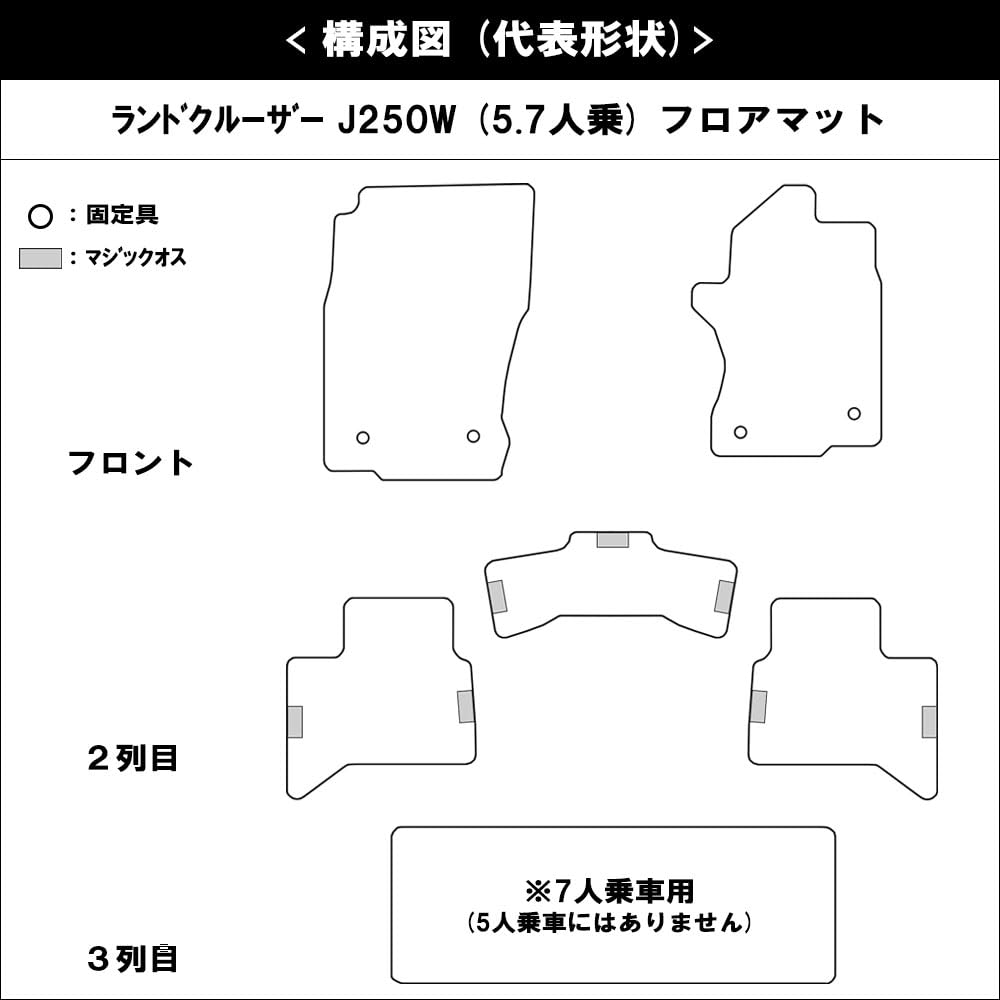 Коврик для пола Land Cruiser 250 Series с высоким бортиком, резиновый коврик, водонепроницаемый резиновый коврик для 5-местного Land Cruiser, изготовлен в Японии, матово-черный, для автомобилей после мая
