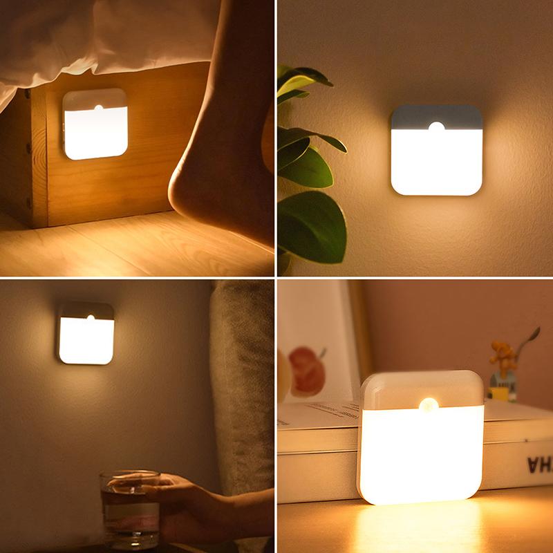 LED Night Light, Human Motion Sensor Lamp USB C Rechargeable Closet Light, Wireless LED  Wall lamp For Stairs Closet Kitchen Bed