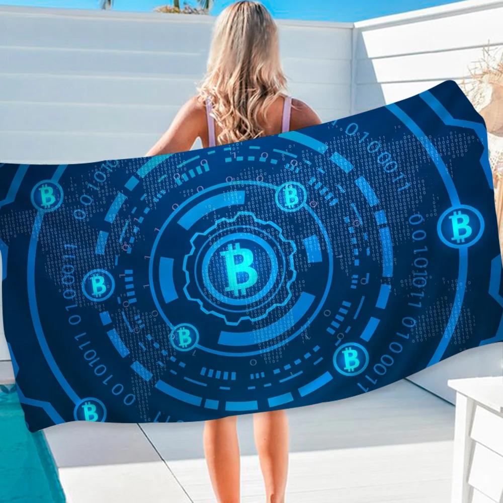 Bitcoin Эволюция Денег Пляжное Полотенце Мультяшное Милое Летнее Детское Большое Для Ванны Бассейна Пляжа Микрофибра Впитывающее