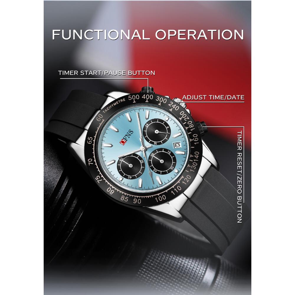 Роскошные мужские кварцевые часы, многофункциональные, три очка, шесть стрелок, хронограф, водонепроницаемые, ночник, мужские кварцевые часы