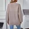 Autumn Winter Vintage Loose Long Sleeve Top Solid Color Cardigan Knitwear V-Neck Sweater