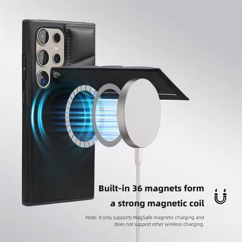 Пуховик-блокер Чехол-магнитный держатель для карт Macsafe для Samsung Galaxy S24 Ultra S23 S22 Plus S25 Ultra Чехол Magsafe