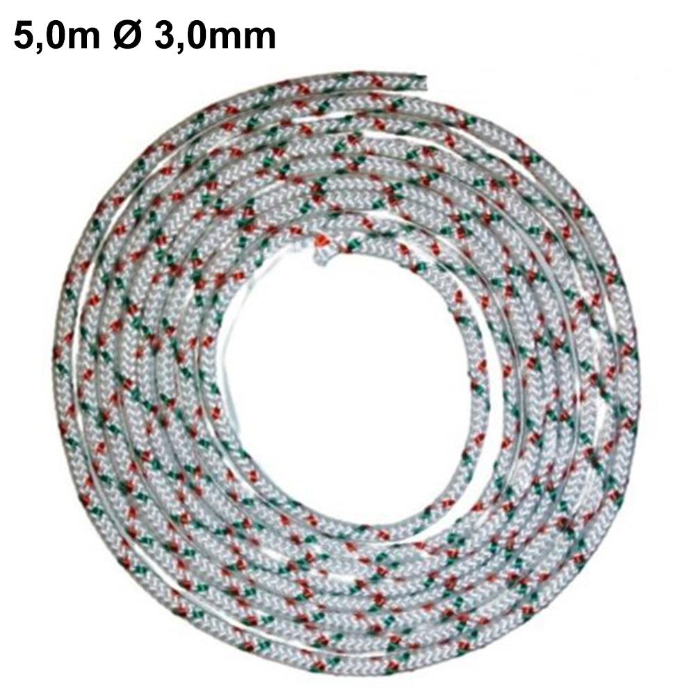 Starter rope for lawn mower pull cord 5 0 meters long with 3 0mm diameter replacement part suited for various garden machinery