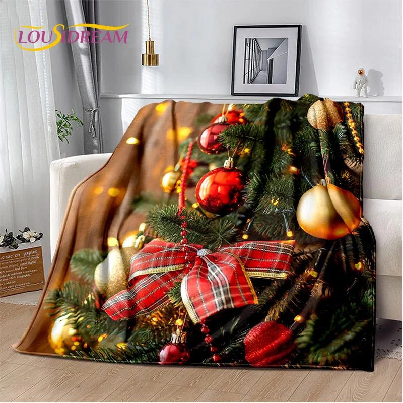 Merry Christmas Tree Santa Claus Gift Plush Blanket,Flannel Blanket Throw Blanket for Living Room Bedroom Bed Sofa Picnic Hiking