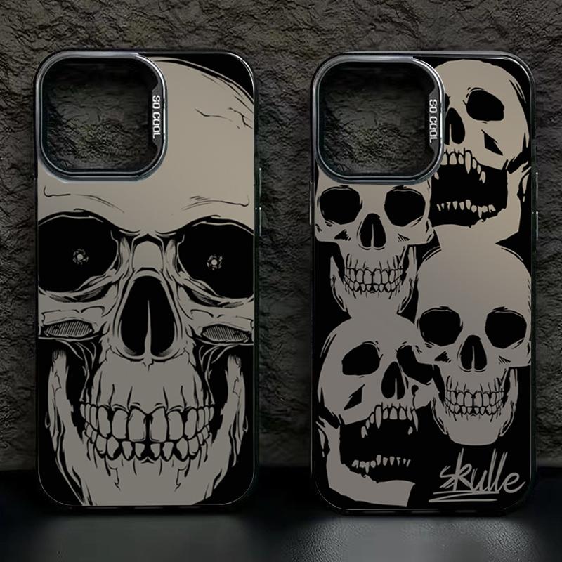 Gothic Skull Graffiti Pattern Design Protective Cover for iPhone 17 16 15 14 13 12 11 16E Series Pro Max Plus