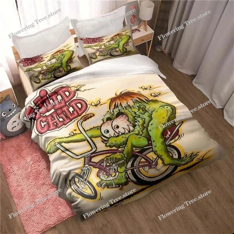 R-Rat Fink Логотип Мультяшный Лист Пододеяльники Постельное белье Постельное белье для общежития Комплект постельного белья Мягкий теплый комплект постельного белья