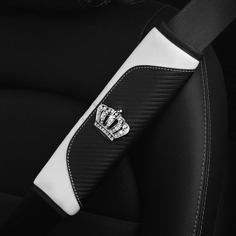 Автомобильные аксессуары Ремень безопасности PU кожаный чехол на плечо ремня безопасности Удобный Flash Diamond инкрустированный Crown Protectивный вкладыш для ремня безопасности