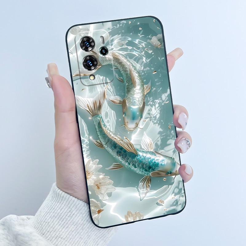 Чехол для ZTE Blade V40 Pro/ZTE 9046 Милый Заяц с Сердечком Забавный Черный Матовый Мягкий ТПУ Защитная Задняя Крышка Для Телефона ZTE V40 Pro