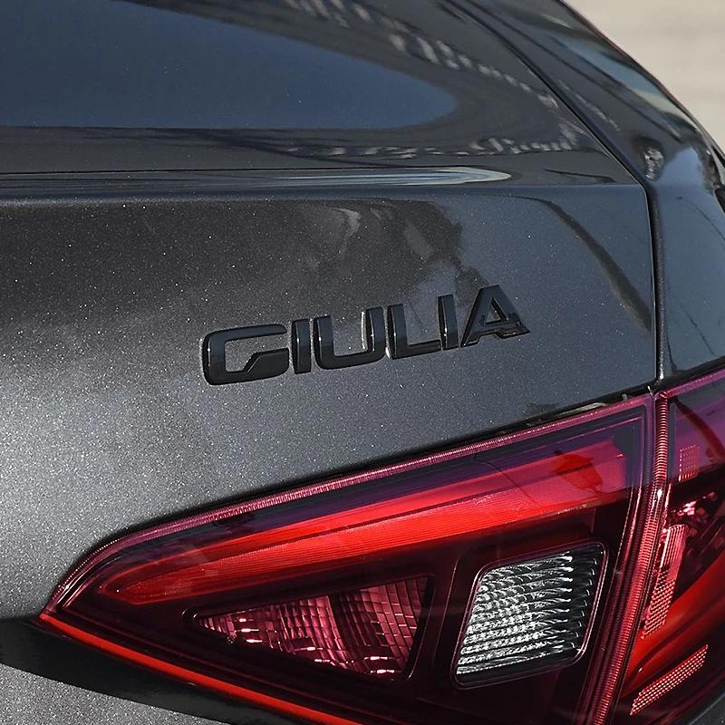 RZUD8 3D ABS Glossy silvery Black Q2 Q4 Ti Veloce Giulia Stelvio Letter Badge Trunk Emblem Car Stickers For Alfa Romeo Accessories