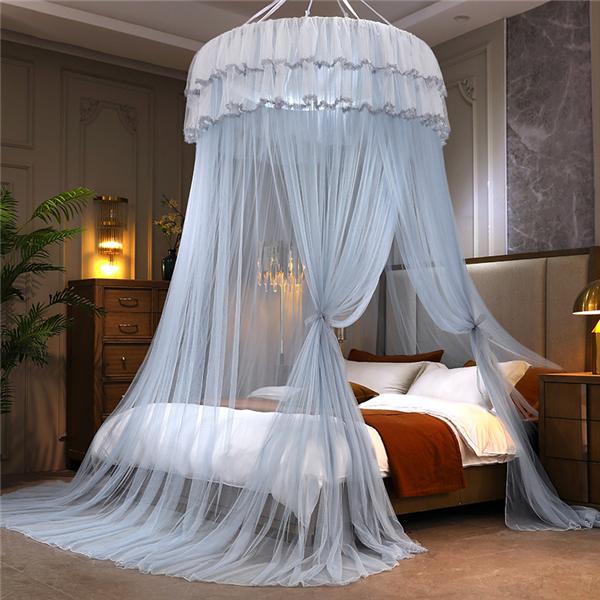 2027 New Dome Ceiling Mosquito Net Fresh Encryption Net Yarn Princess Wind Free Installation Floor Ceiling Mosquito Net high quality