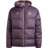 Adidas Real Madrid FW24 пуховик модный удобный теплый двусторонний хлопковый пальто мужская куртка темно-серо-коричневый IT3770