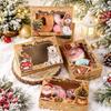 Рождественские коробки для печенья, Подарочные коробки для пончиков, Коробка для выпечки с прозрачным окошком, Зеленый и красный праздничный дизайн с рождественскими лентами для подарка