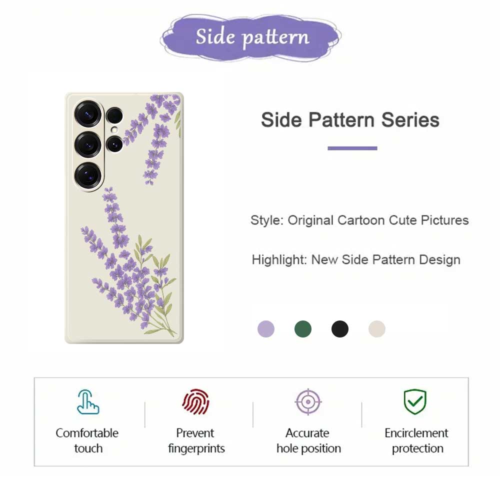 For Samsung Galaxy S25 Ultra Case Lavender Pattern Printing Straight Edge TPU Phone Back Cover