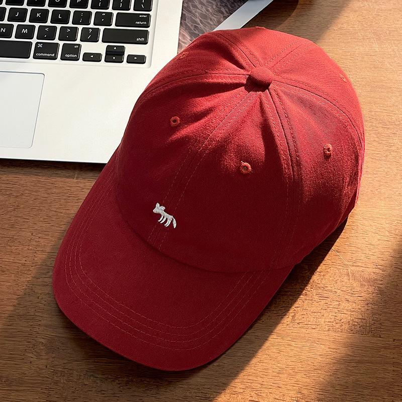 Шляпа женская кепка милая лиса универсальная для лица маленькая вышивка бейсболка шляпа для углубления осени и зимы