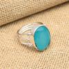 Aqua Chalcedony Gemstone 925 Sterling Silver Handmade JEwelry Ring Gift For Women