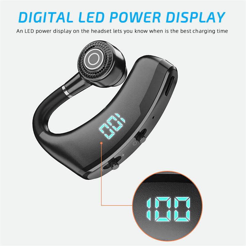 Wireless Bluetooth 5.2 Earphone Ear Hook Headset LED Display Business Headphones HiFi Stereo Waterproof Earbuds