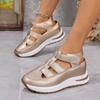 Women's Solid Color Slope Heel Sandals Ankle Buckle Casual Soft Sole Summer Shoes Anti Slip Versatile Retro Wedge Heel Sandals