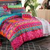 Exotic Boho Duvet Cover Set Soft Bohemian Bedding Red Teal Mandala Printed Bedding Reversible Striped Zipper Bed Comforter Cover