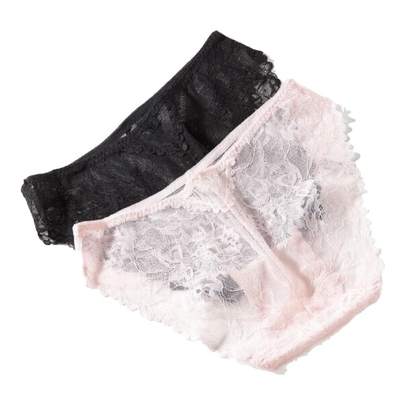 Audifen Women's Lace Mid-Waist Panties