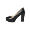 Q/Women's High Heeled Single Shoes with Simple Temperament, Solid Color Waterproof Platform, Shallow Mouth, Thick Heel, Large Size, Low Top Shoes