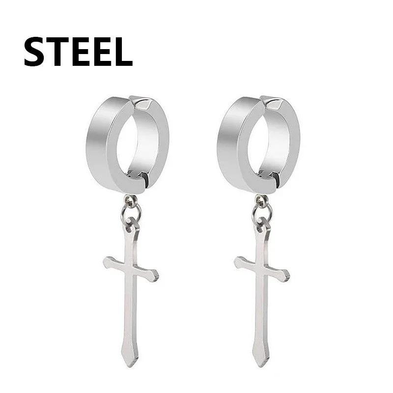 1 pairs No Piercing Earrings Stainless Steel Clip-on Fake Earring Round Ear Clip For Women Men Punk Party Fashion Sexy Jewelry