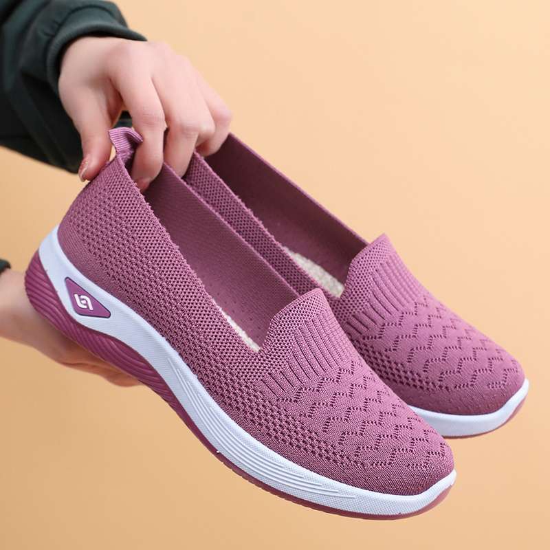 Summer Old North Cloth Shoes Women's Mesh Shoes Hollow Mesh Casual Shoes Breathable Fly Weaving One Pedal Soft-soled Mother Shoes