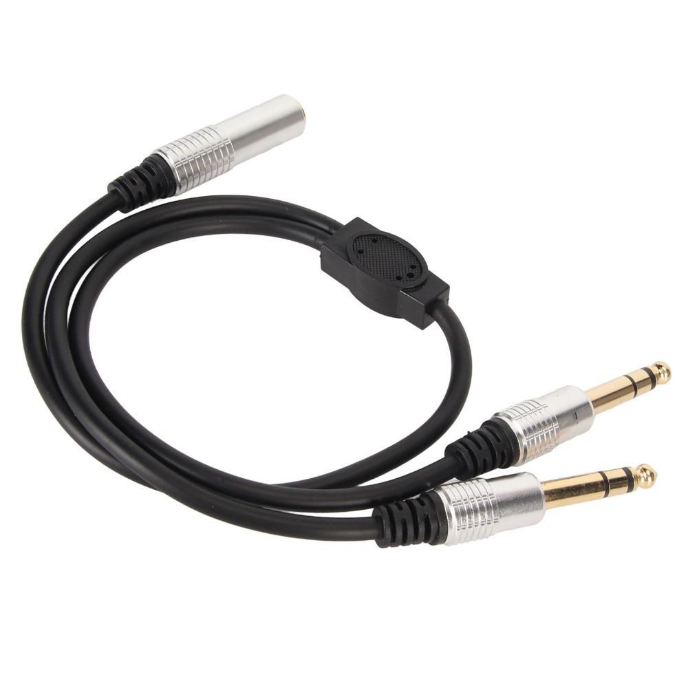 1.6ft 6.35mm Female to 2 Male Cable Plug and Play Speaker Y Extension Cable Audio Equipment