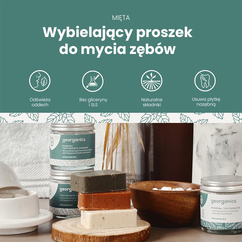 Mineralny Proszek Do Mycia Zębów Miętowy Spearmint 60 Ml Georganics