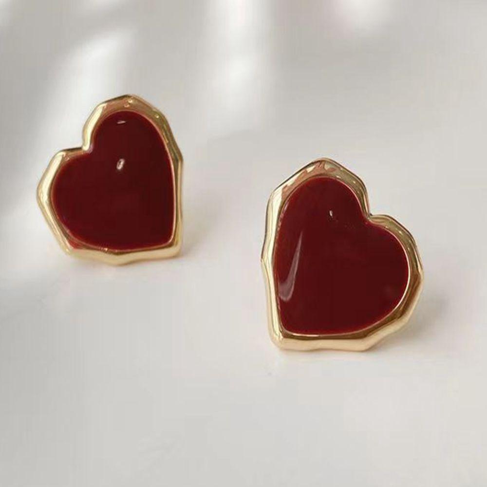 925 French Temperament Love Stud Earrings Light Luxury Women'S Fashion Temperament Versatile High-End Earrings