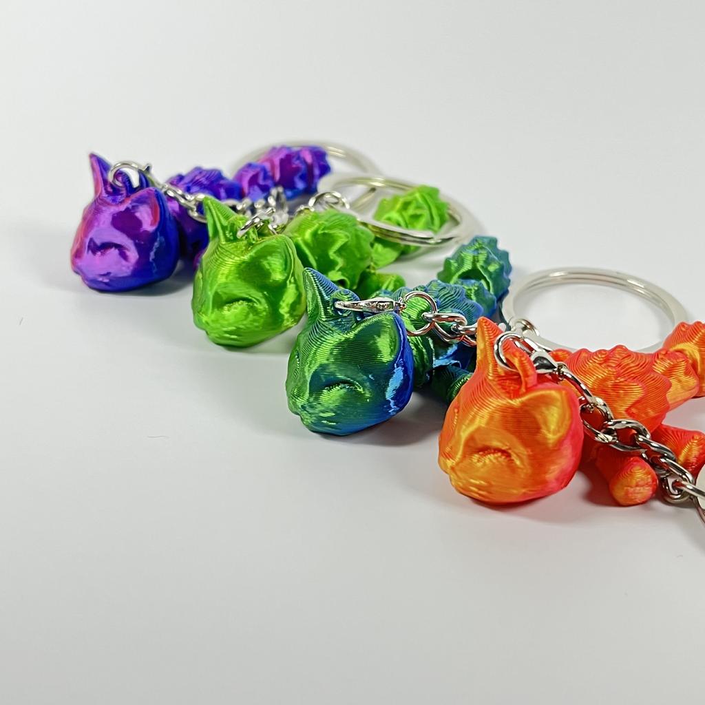 Уникальный брелок-подвеска в виде кошки, напечатанный на 3D-принтере, прочный брелок-подвеска в виде кошки, легкий брелок с исключительной детализацией