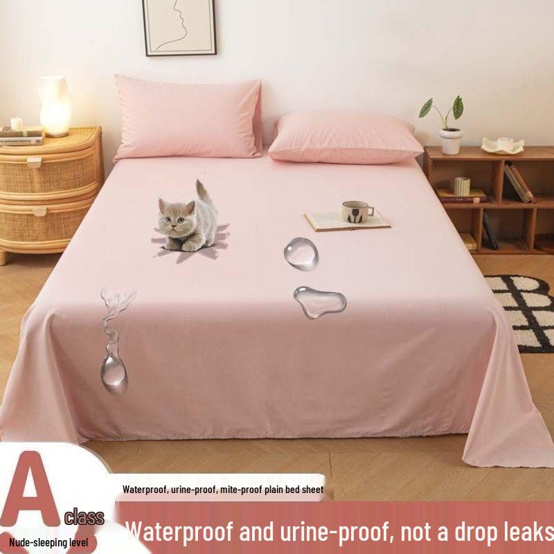 Stain-Proof Waterproof Bed Sheet & Pillowcase Set - Single Piece, Universal for All Seasons, Ideal for Students, Babies & Pets