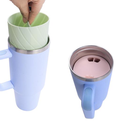 Silicone Cup Liner 2-in-1 Separator for 2 Drinks In 1 Cup Food Grade Silicone Cup Divider Compatible with 40 Oz Cups Reusable Drink Separator