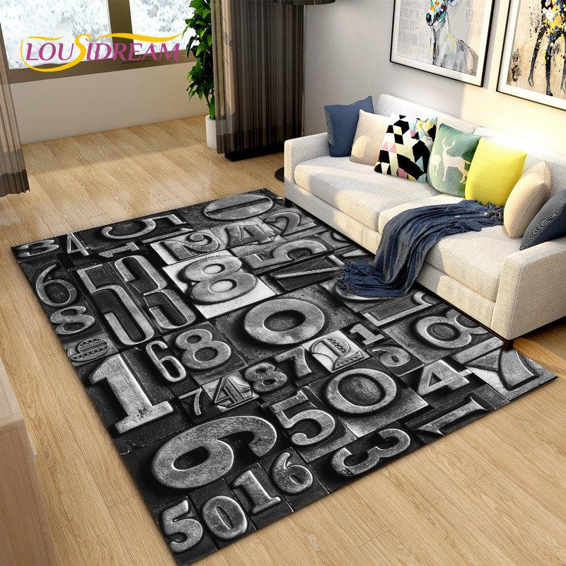 3D буквенный номер ретро ностальгический коврик, ковер для гостиной, спальни, дивана, коврик, дети играют, ползают, нескользящий напольный коврик