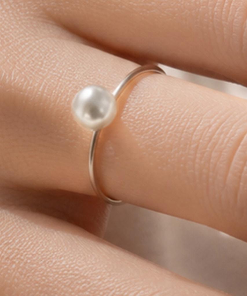 Helene Jewelry Кольцо Мисс из стерлингового серебра 925 пробы с пресноводным жемчугом 6 мм Кольцо с серебряной нитью (Тип D)