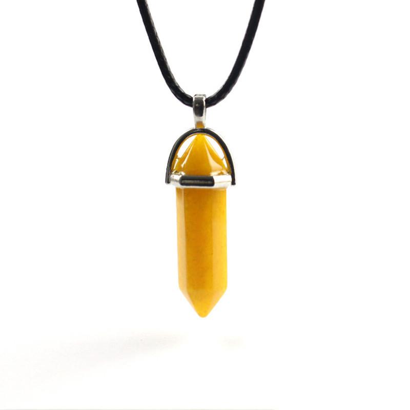 Красивое ожерелье из натурального кристалла с уникальным шестиугольным кулоном для исцеления