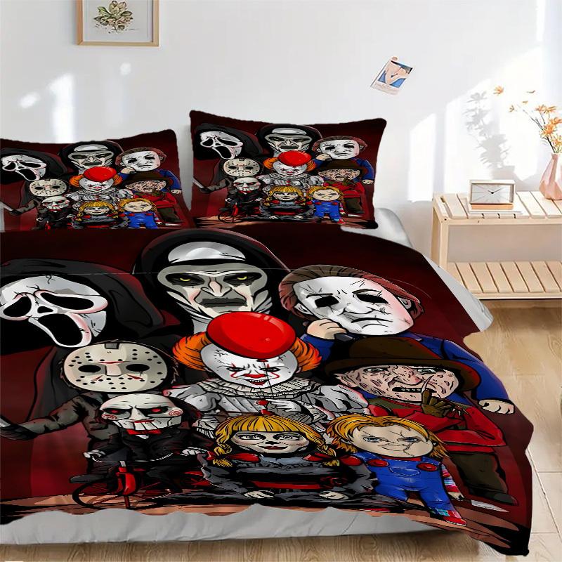 3pcs Horror Movie Characters Bedding Set. Soft and Comfortable with No Core Included (1x Duvet Cover + 2x Pillow Covers) yy251031091