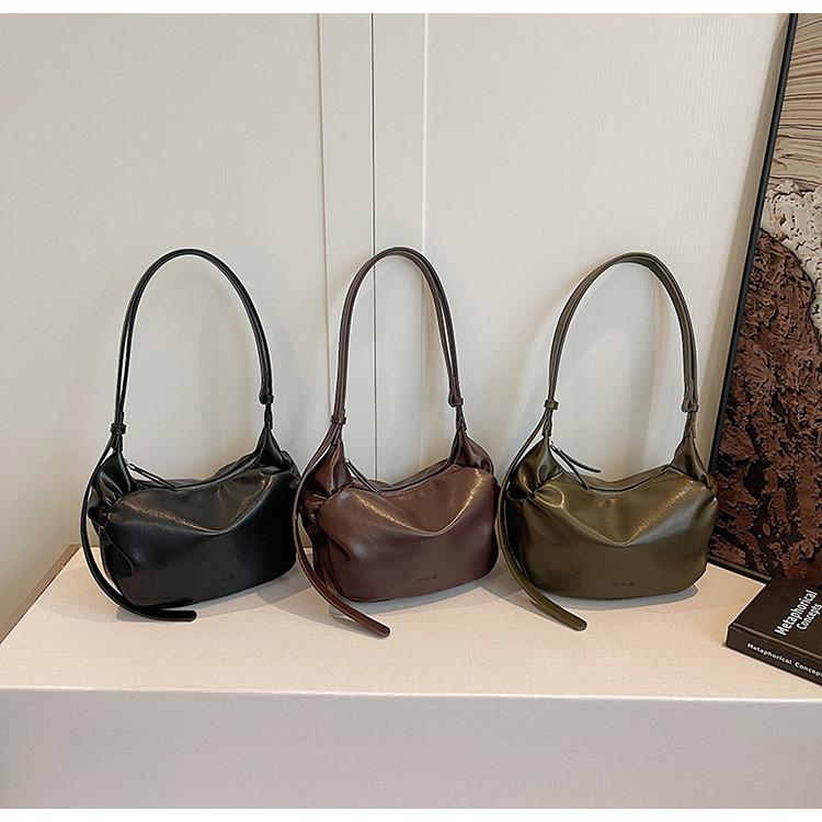 Ielgy Ladies Korean Version Large-Capacity Pleated Dumpling Bag High-End Casual Commuter Underarm Bag Can Be Cross-Body