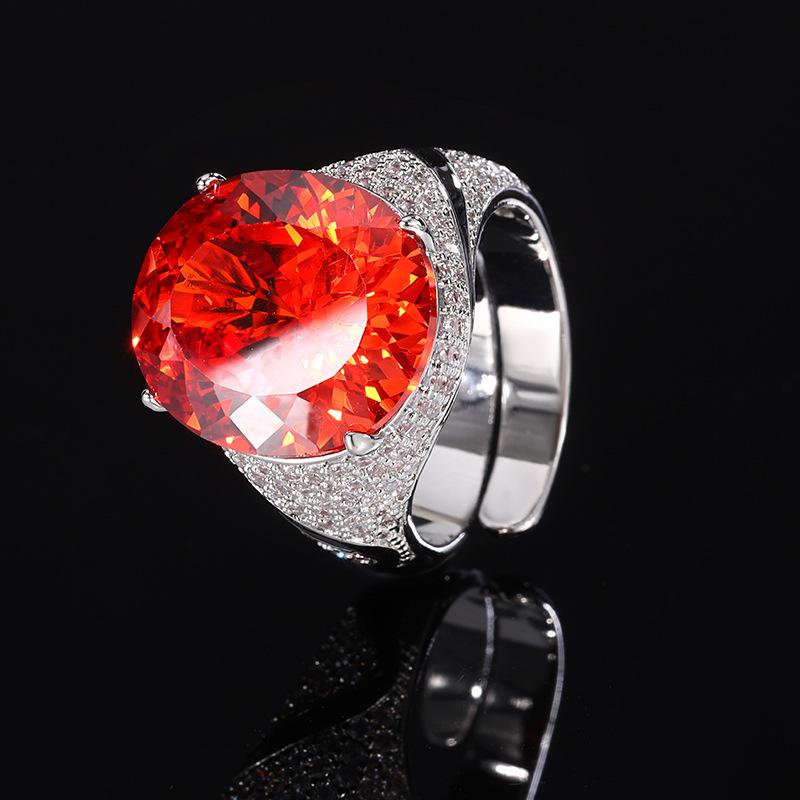 Jewelry Copper Bottom Gold-Plated Retro Simulation Bird'S Nest Cut Colorful Treasure Egg-Shaped Ring Female 14 * 16