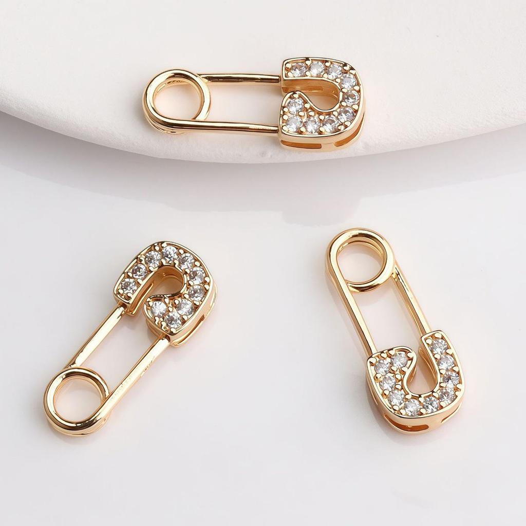 Брошь-зажим из золотого наполнения 14K с цирконами для DIY-браслетов из кристаллов