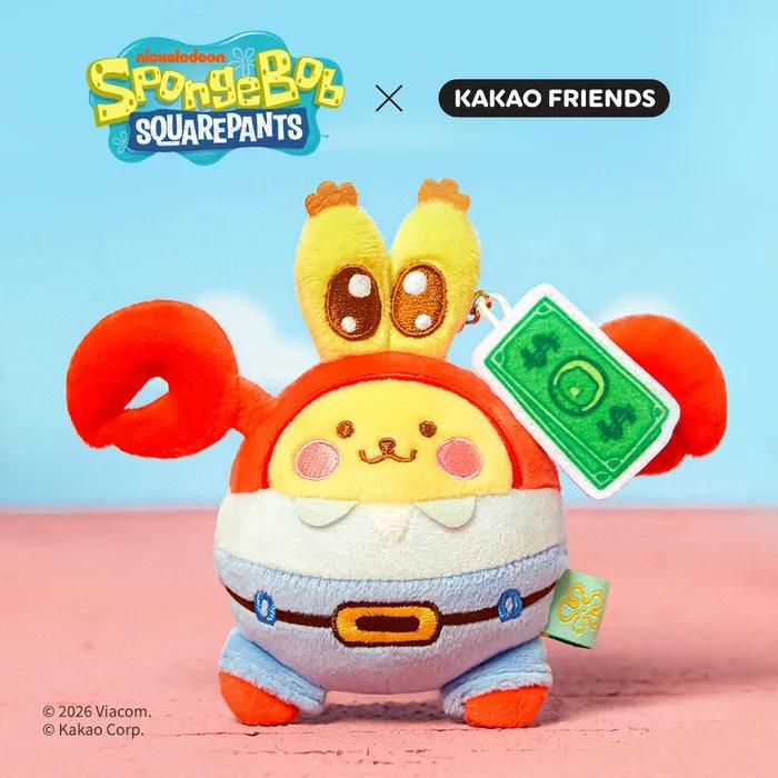 Губка Боб x Kakao Friends Малыш Мистер. Ключница-кукла Крабс_Маленький Музи