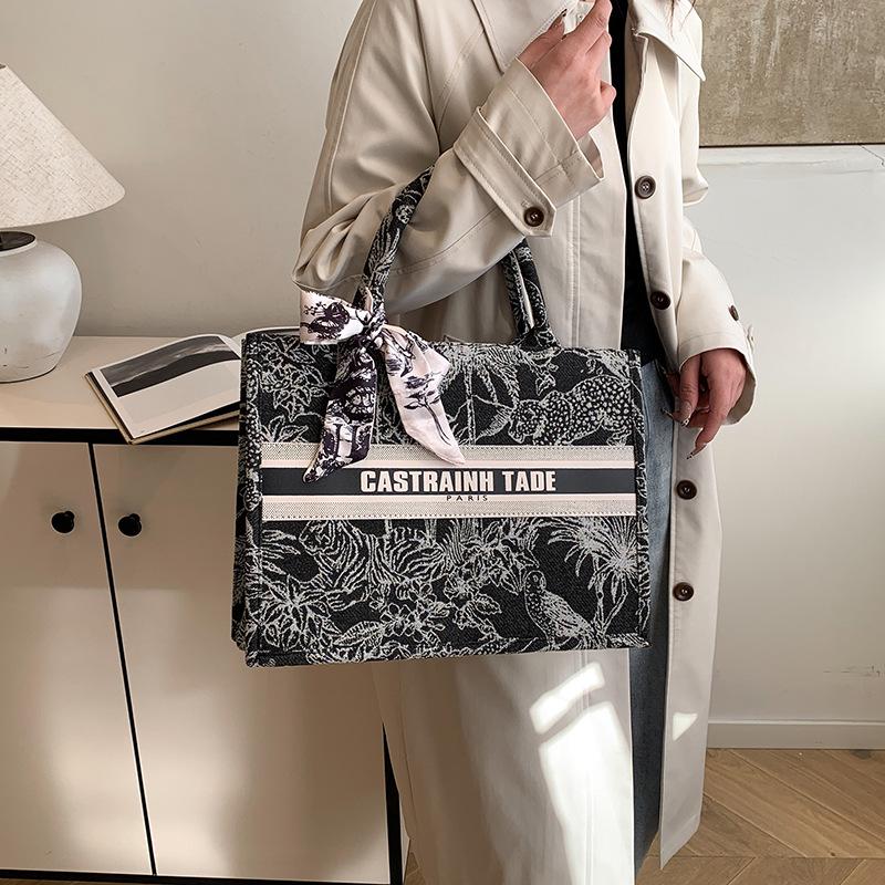 Женская модная сумка-тоут с принтом и шелковым платком – Вместительная, универсальная сумка для поездок на работу