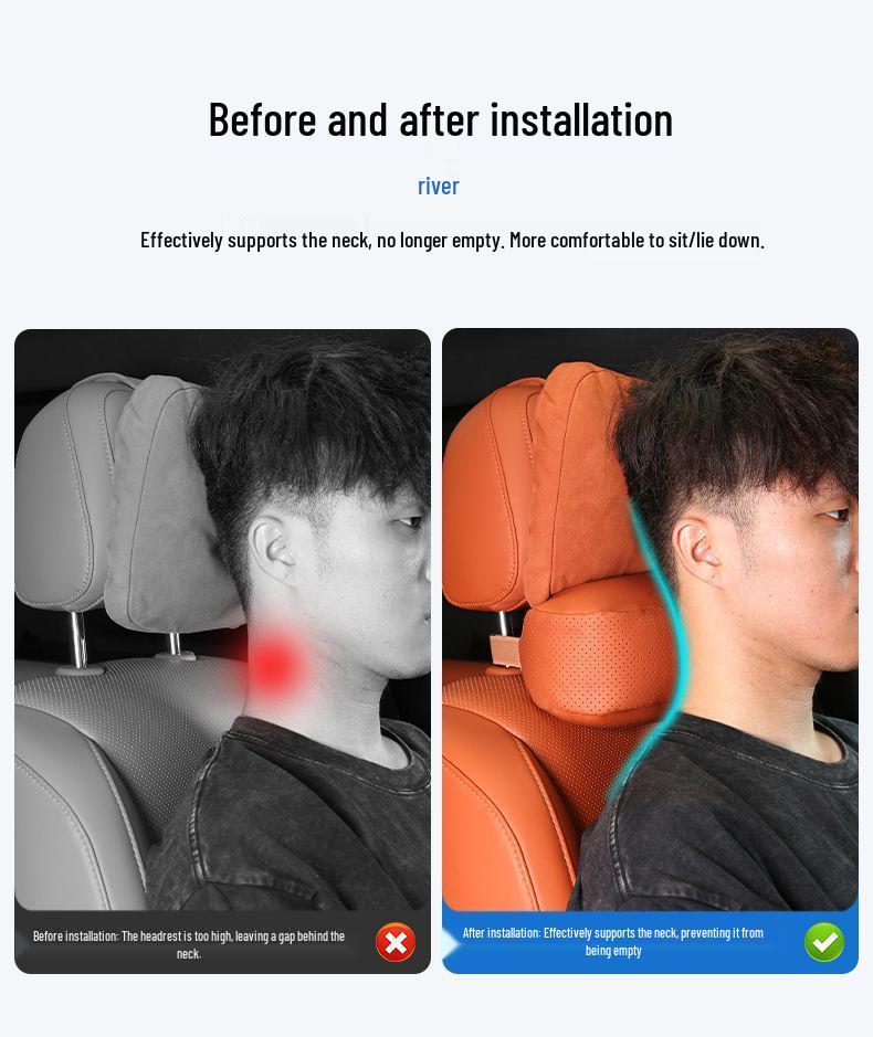 Headrest, Neck & Lumbar Support Pillow Set for Car Interior: L6/L9 Headrest, L8 Neck, L7 Lumbar, MEGA Neck Decor