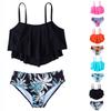 Girls  Floral Sleeveless Spaghetti Straps Adjustable Straps Swim Shorts Two-Piece Swimsuit Swimwear