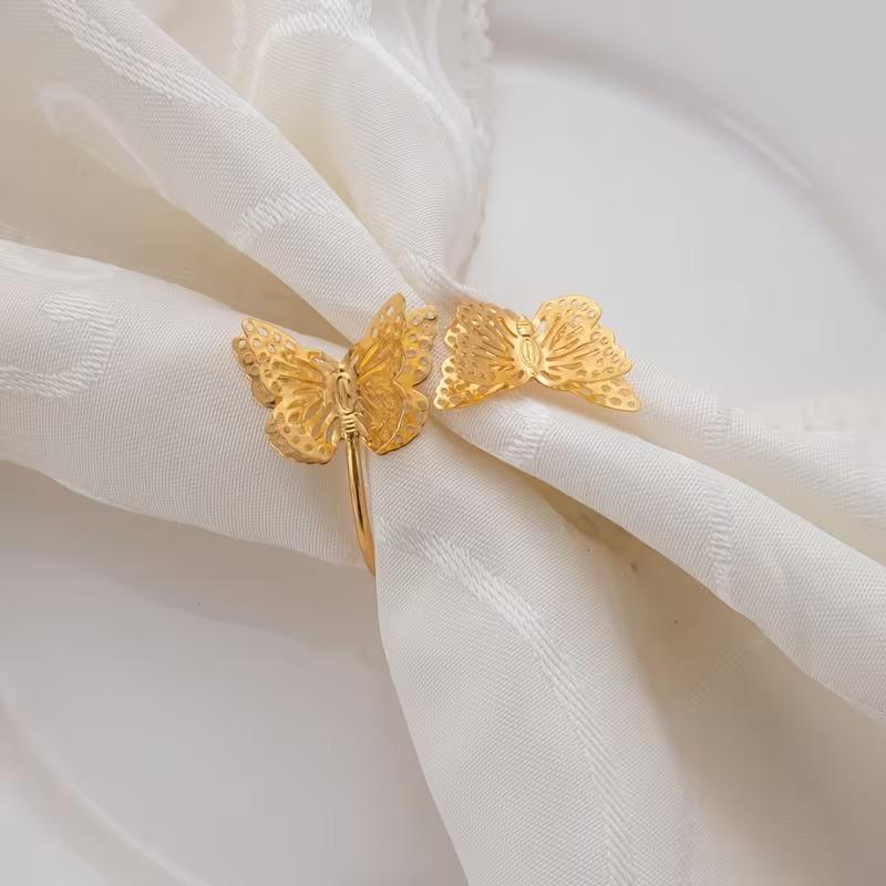 Valentine's Day Double-Layer ButterflyNapkin RingWeddingTable Decorations Decorative Butterfly Napkin Ring for Dining TableDecor
