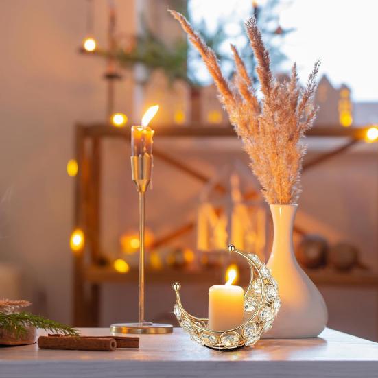 Подсвечник в форме луны, металлический подсвечник в форме луны, настольный подсвечник для украшения стола, свадебной вечеринки, домашнего декора