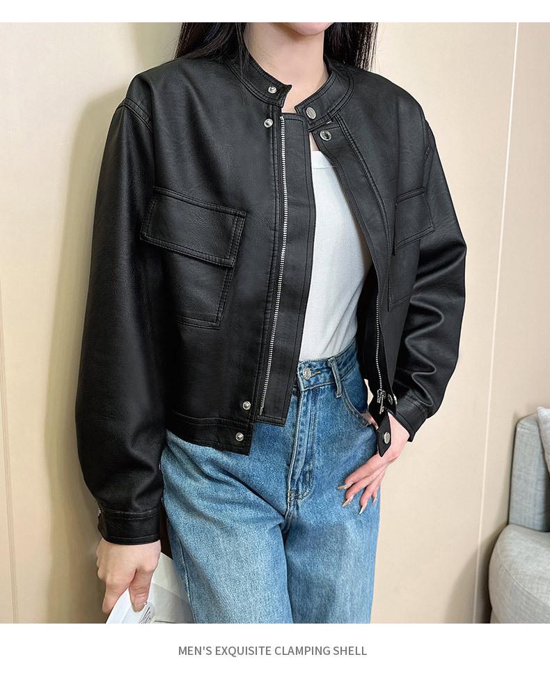 Autumn/Winter Women's Leather Jacket – Short, Loose, Slimming, and Versatile Fashionable Coat