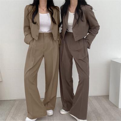 Повседневные деловые наряды для женщин Укороченные пиджаки-блейзеры Брюки широкие