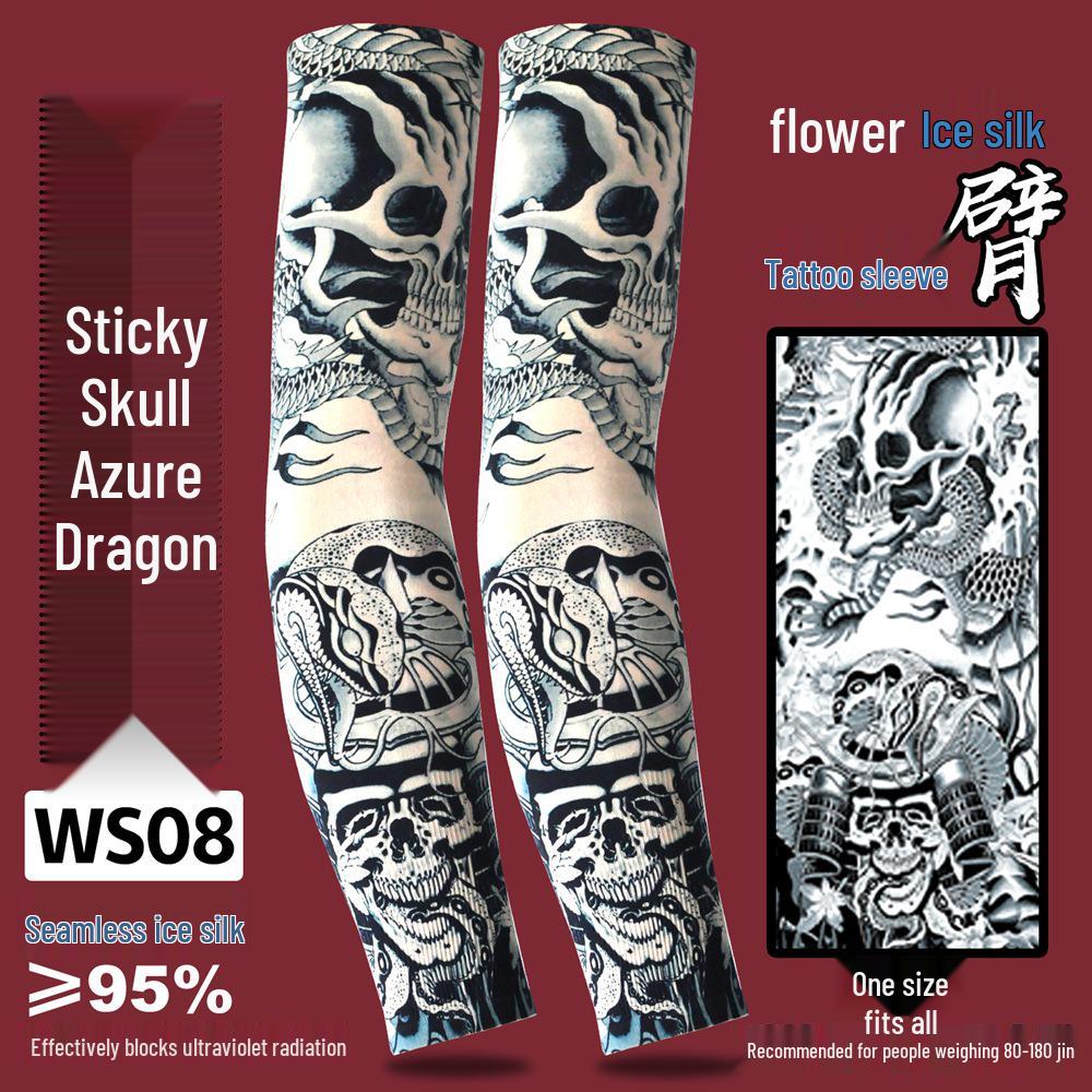 Рукава из ледяного шелка для защиты от солнца с татуировкой для мужчин и женщин - Летние для вождения, езды на велосипеде, с цветочным дизайном
