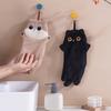 Кавайное полотенце для рук с кошкой Черная кошка Подвесное полотенце Впитывающая салфетка Для мытья рук Полотенца Аксессуары для ванной и кухни